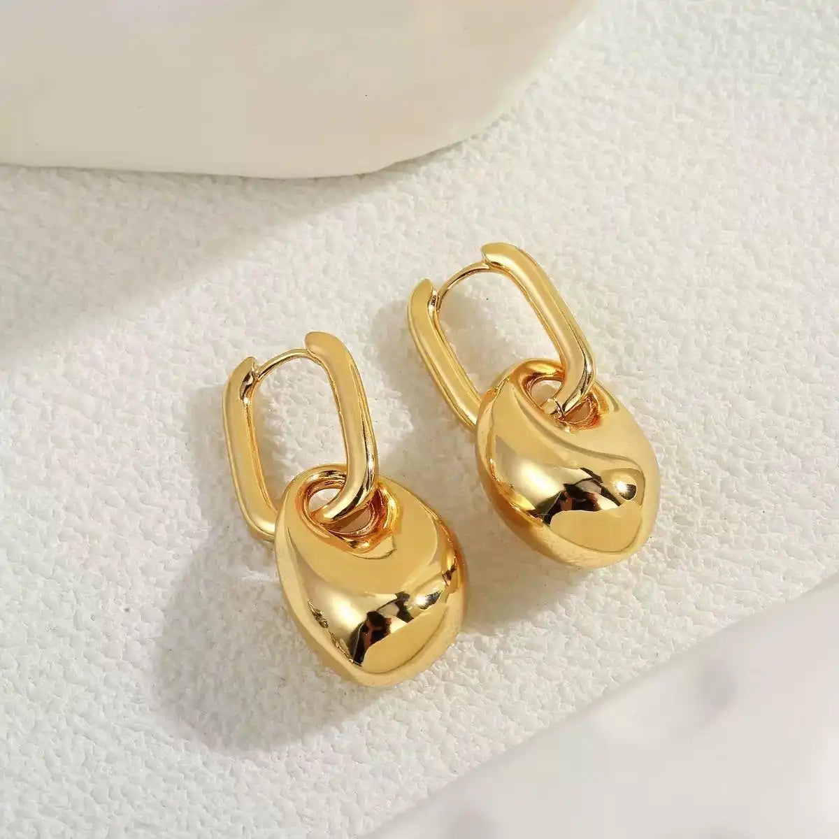 Geometric Teardrop Gold-Tone Hollow Irregular Drop Earrings