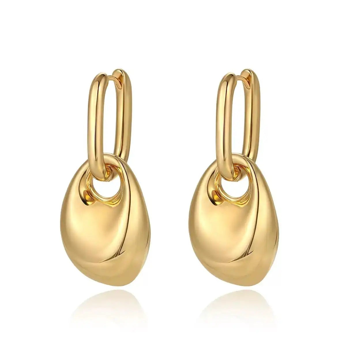 Geometric Teardrop Gold-Tone Hollow Irregular Drop Earrings
