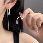 Geometric Teardrop Long Tassel Drop Earrings