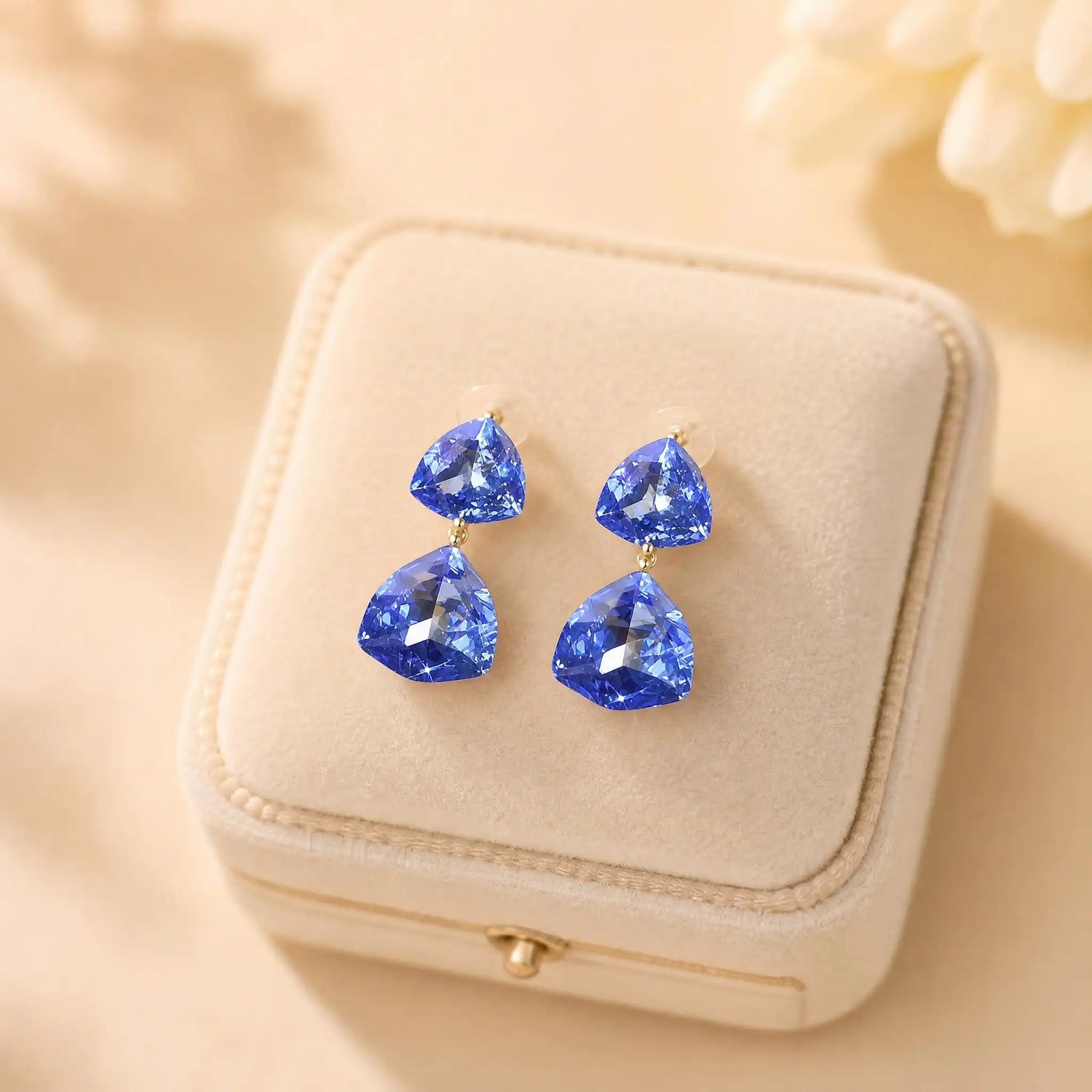 Geometric Triangle Crystal Stud Earrings