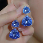 Geometric Triangle Crystal Stud Earrings