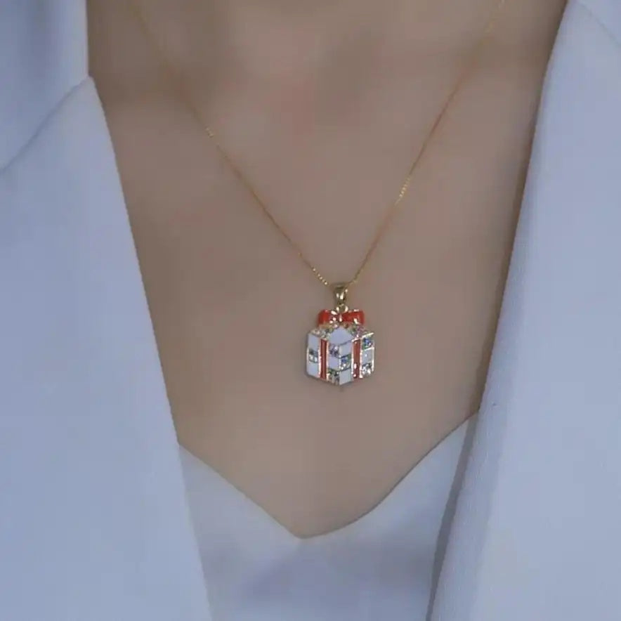 Gift Box Pendant Necklace