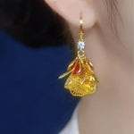 Ginkgo Leaf Hoop Earrings