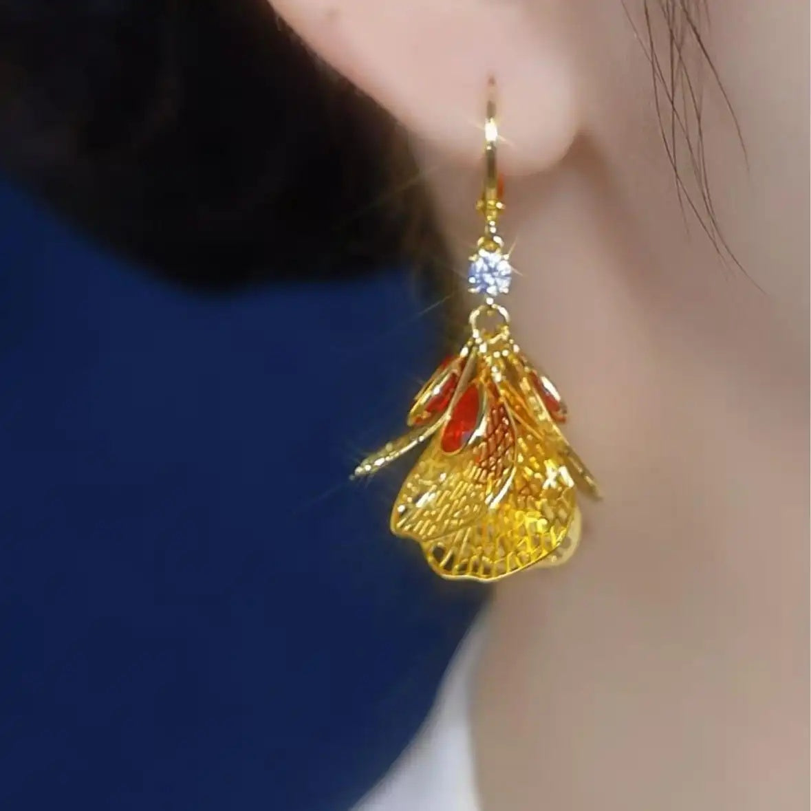 Ginkgo Leaf Hoop Earrings