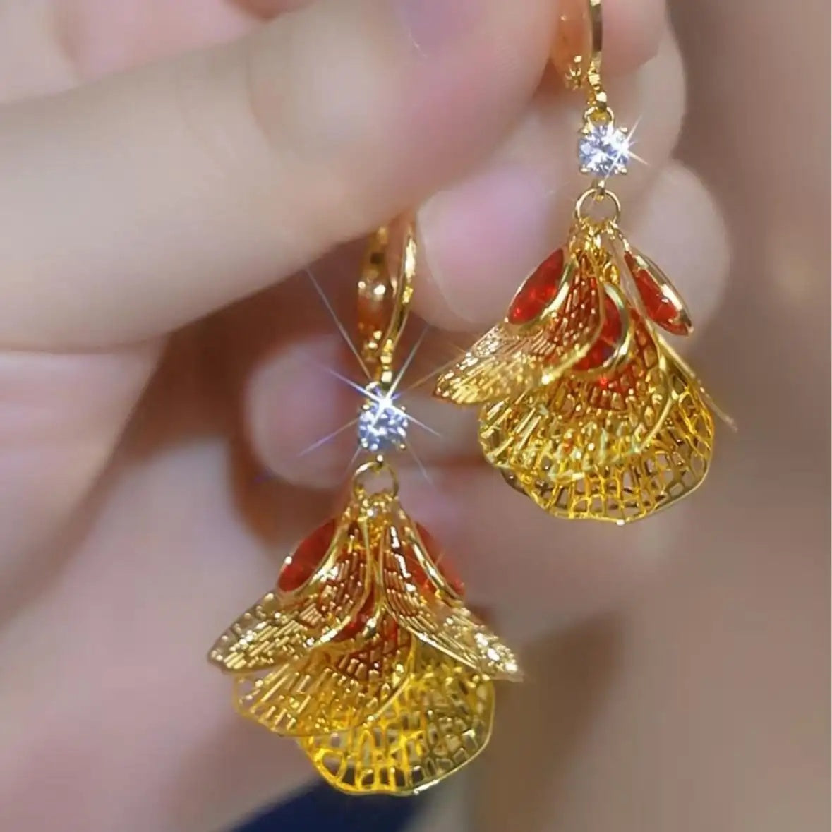 Ginkgo Leaf Hoop Earrings