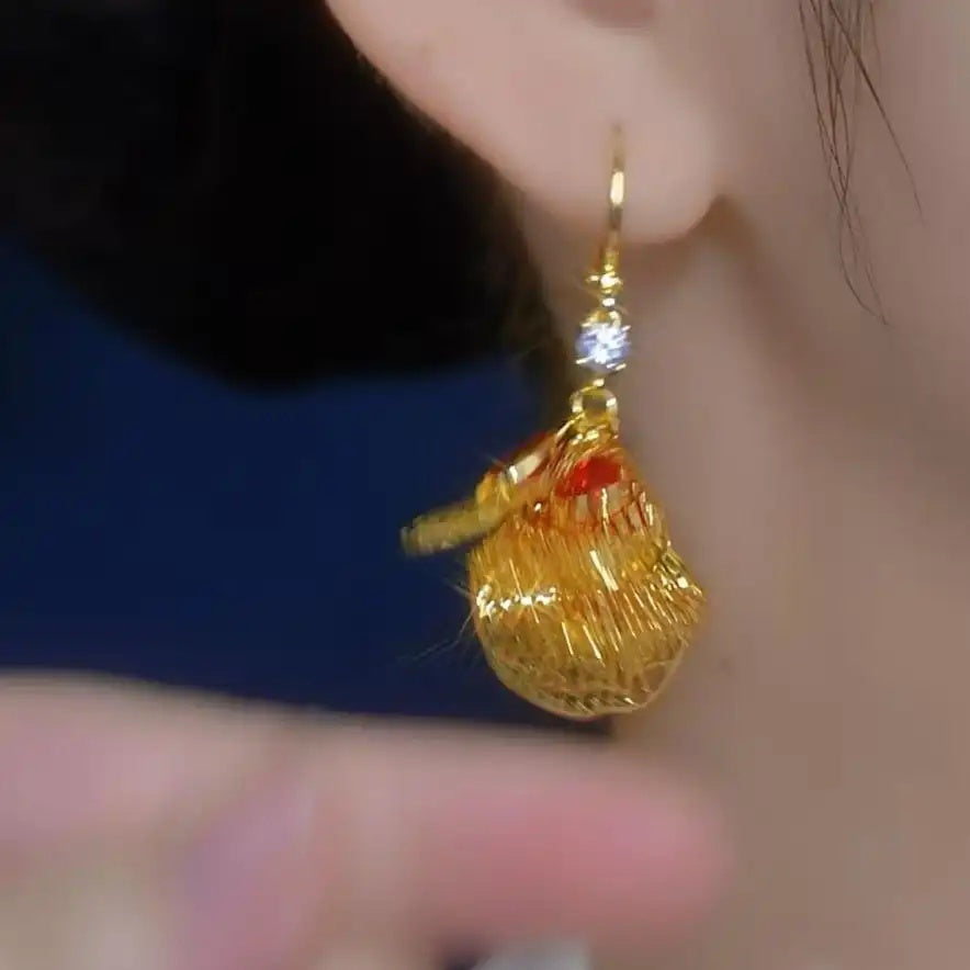 Ginkgo Leaf Hoop Earrings