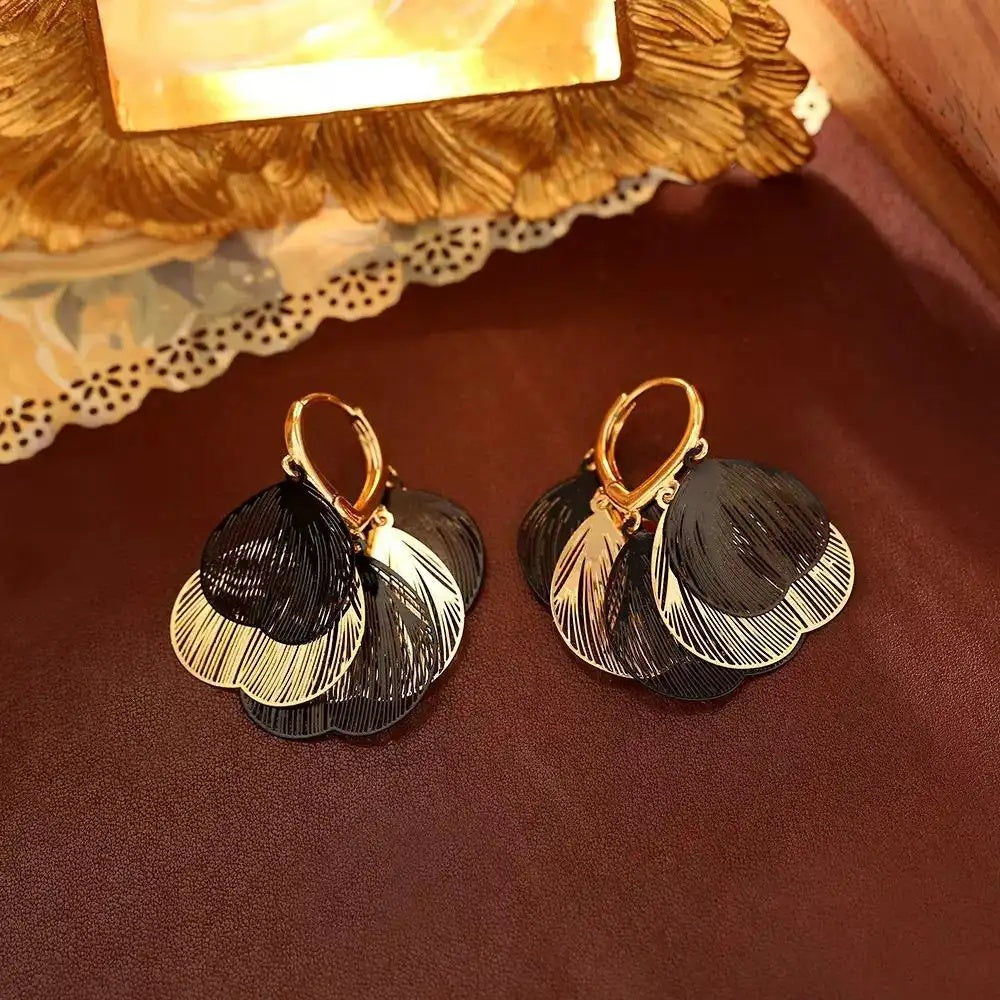 Ginkgo Leaf Metal Hollow Out Drop Earrings