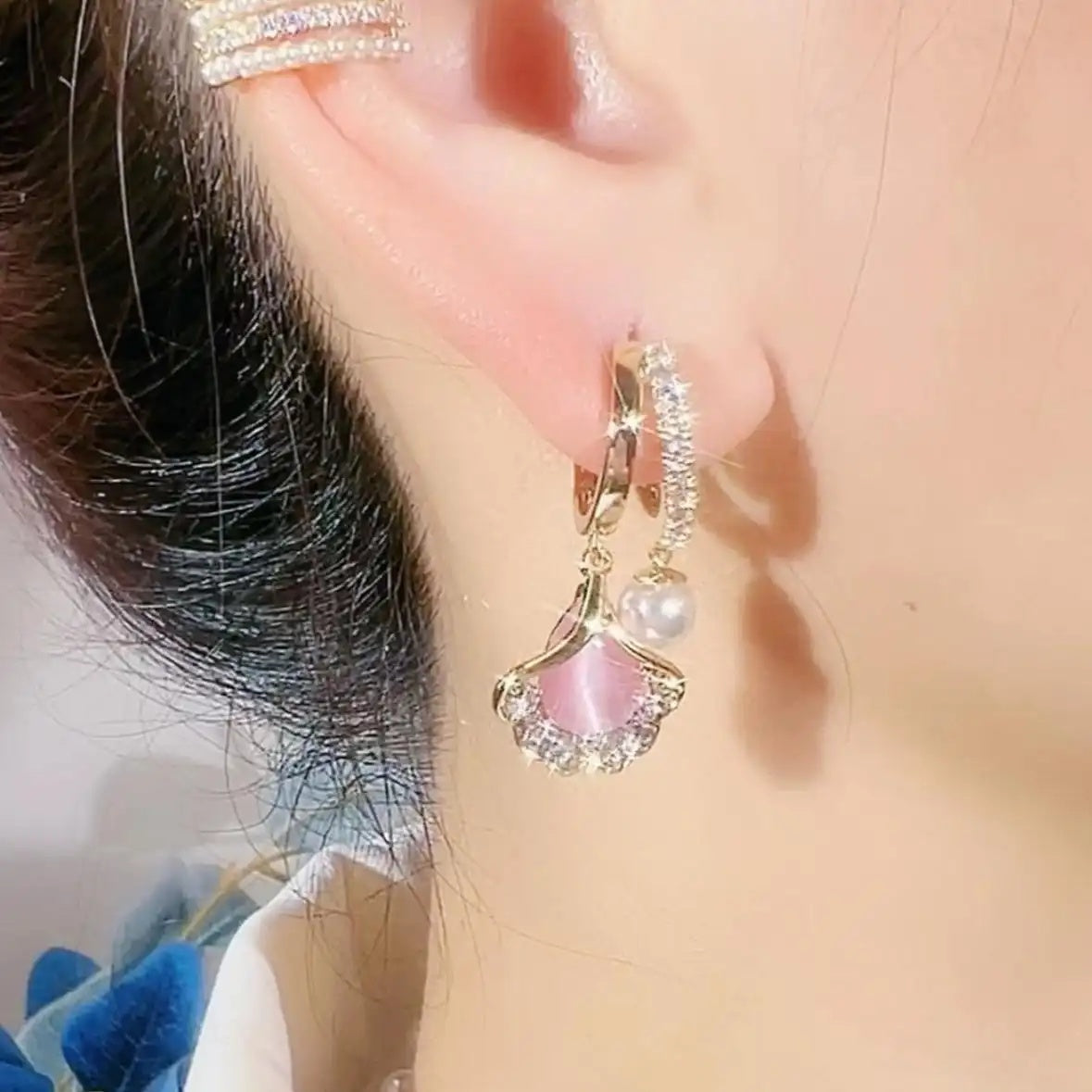 Ginkgo Leaf Minimalist Hoop Earrings