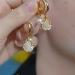 Ginkgo Leaf Pearl Retro Crystal Earrings