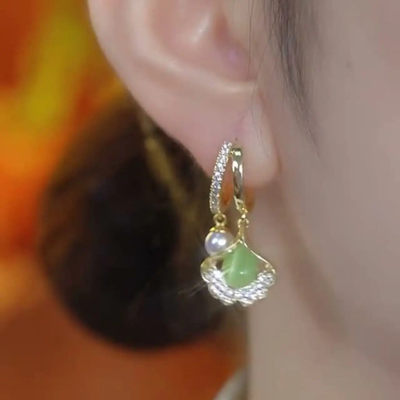 Ginkgo Leaf Retro Hoop Earrings