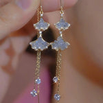Ginkgo Leaf Tassel Drop Earrings