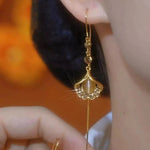 Ginkgo Leaf Tassel Long Drop Earrings