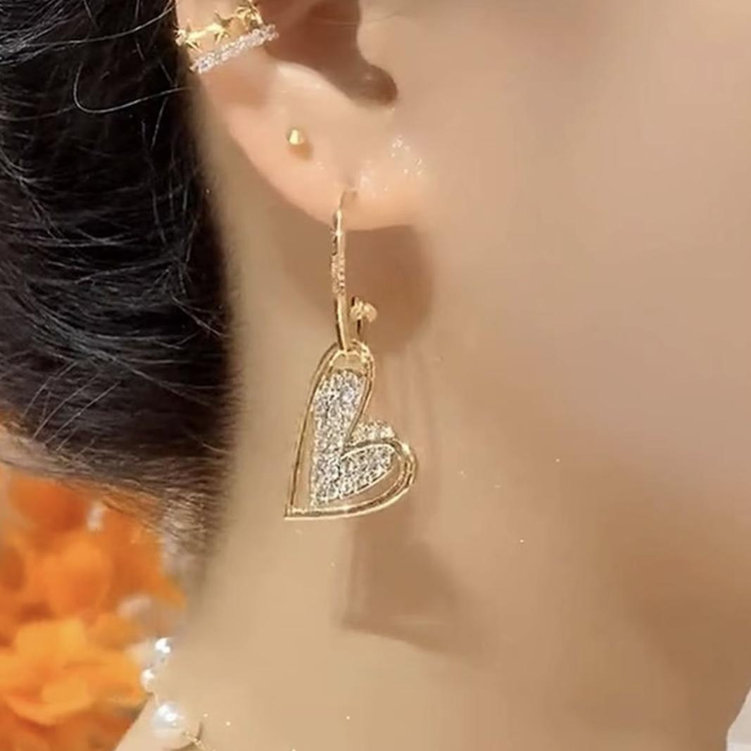 Gold Asymmetrical Heart Earrings