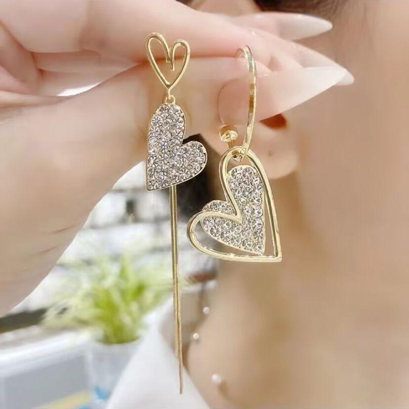 Gold Asymmetrical Heart Earrings