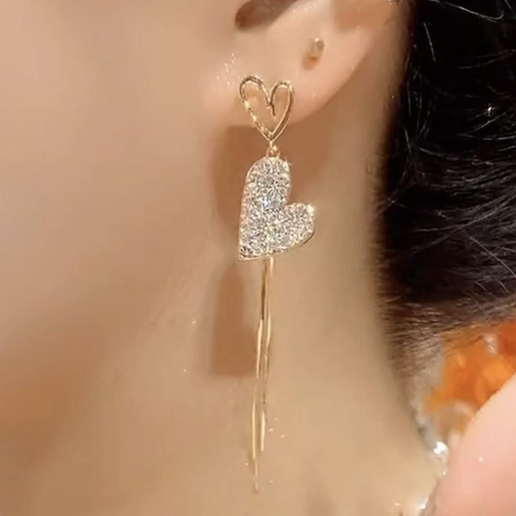 Gold Asymmetrical Heart Earrings