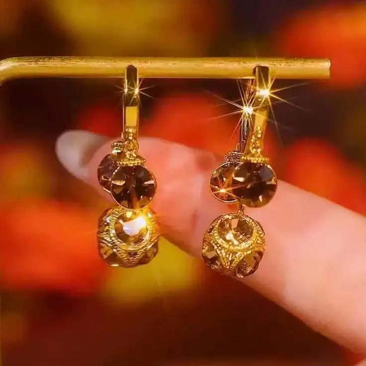 Gold Ball Heart Earrings