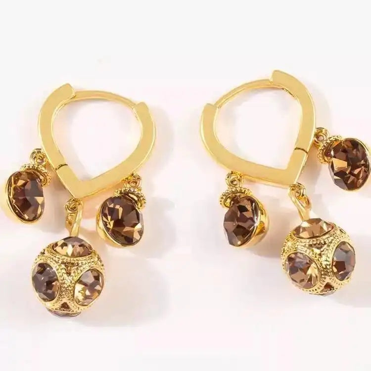 Gold Ball Heart Earrings