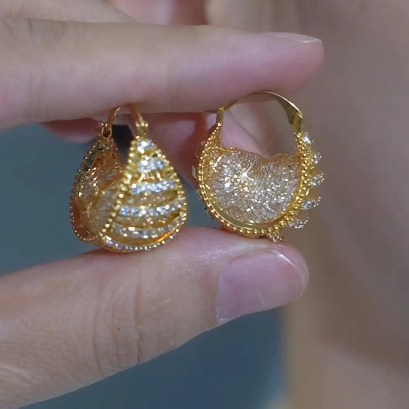 Gold Basket Earrings