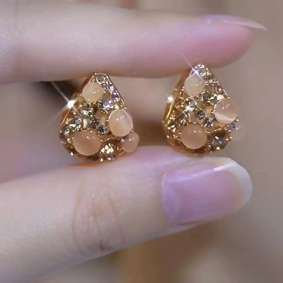 Gold Basket Floral Hoop Earrings