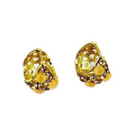 Gold Basket Floral Hoop Earrings