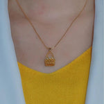 Gold Basket Pendant Necklace