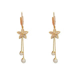 Gold Bow Pearl Tassel Drop Earrings