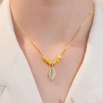 Gold Branch Jade Leaf Six Necklace