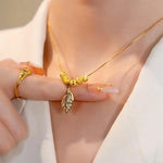Gold Branch Jade Leaf Six Necklace