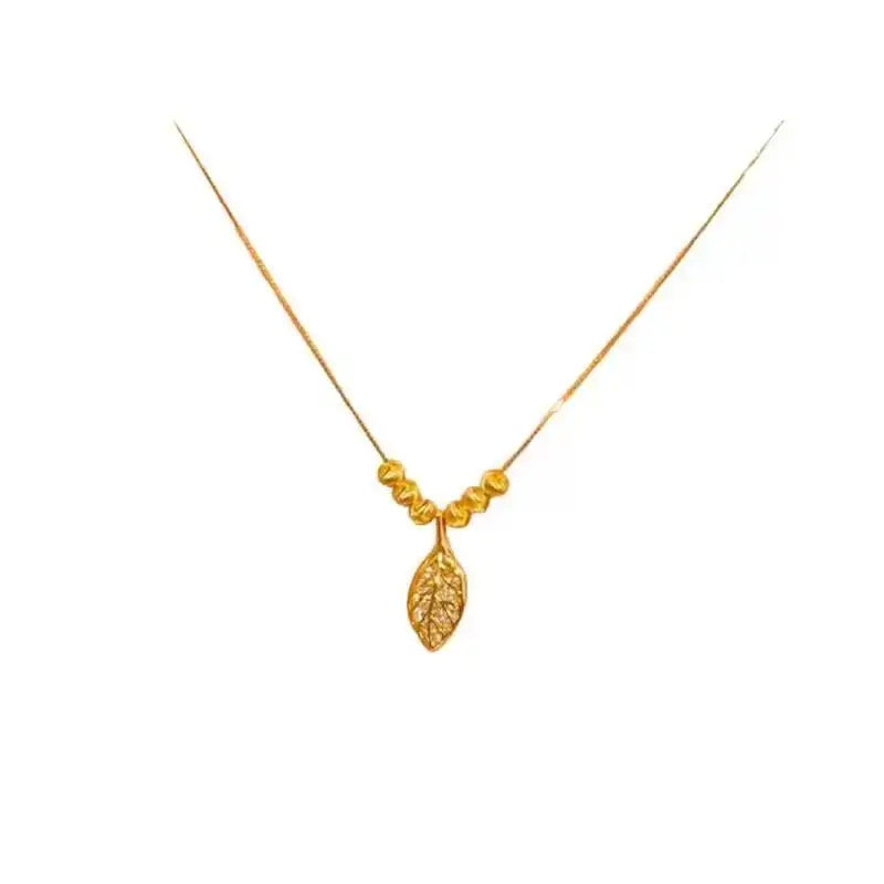 Gold Branch Jade Leaf Six Necklace