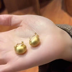 Gold Brushed Pea Clip-On Stud Earrings