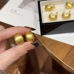 Gold Brushed Pea Clip-On Stud Earrings