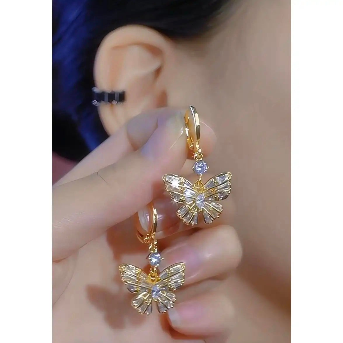 Gold Butterfly Summer Minimalist Stud Earrings