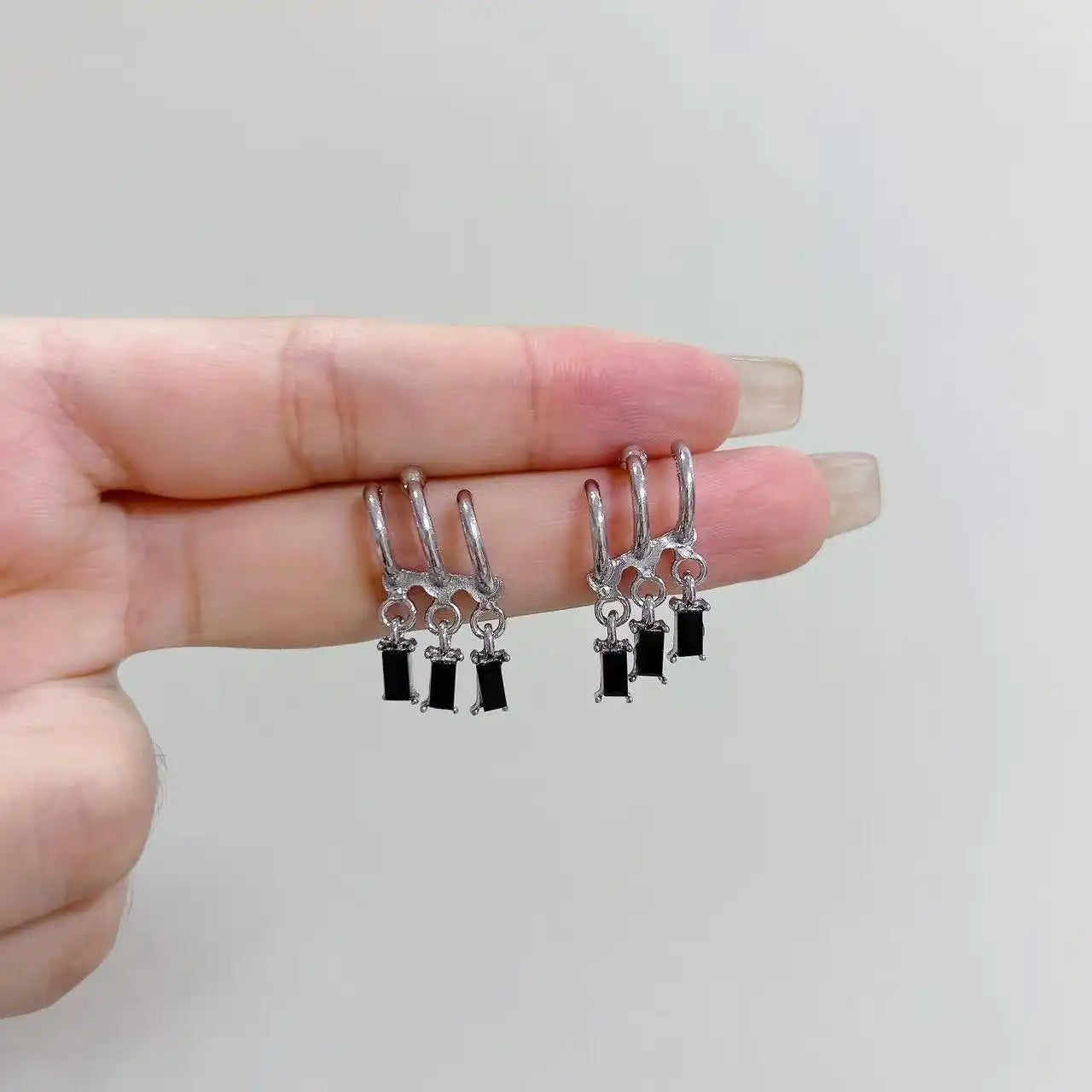 Gold- C-Shape Crystal Tassel Drop Earrings