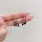 Gold- C-Shape Crystal Tassel Drop Earrings