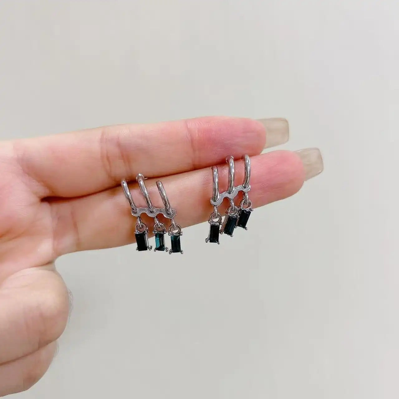 Gold- C-Shape Crystal Tassel Drop Earrings