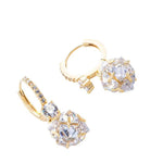 Gold Cluster Crystal Ball Hoop Earrings