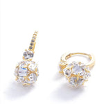 Gold Cluster Crystal Ball Hoop Earrings