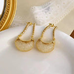Gold Crescent Drop Earrings