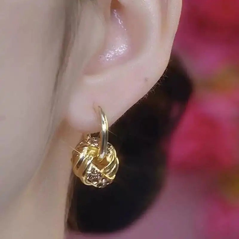 Gold Crystal Ball Hoop Earrings