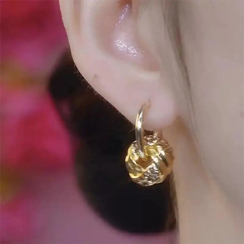 Gold Crystal Ball Hoop Earrings