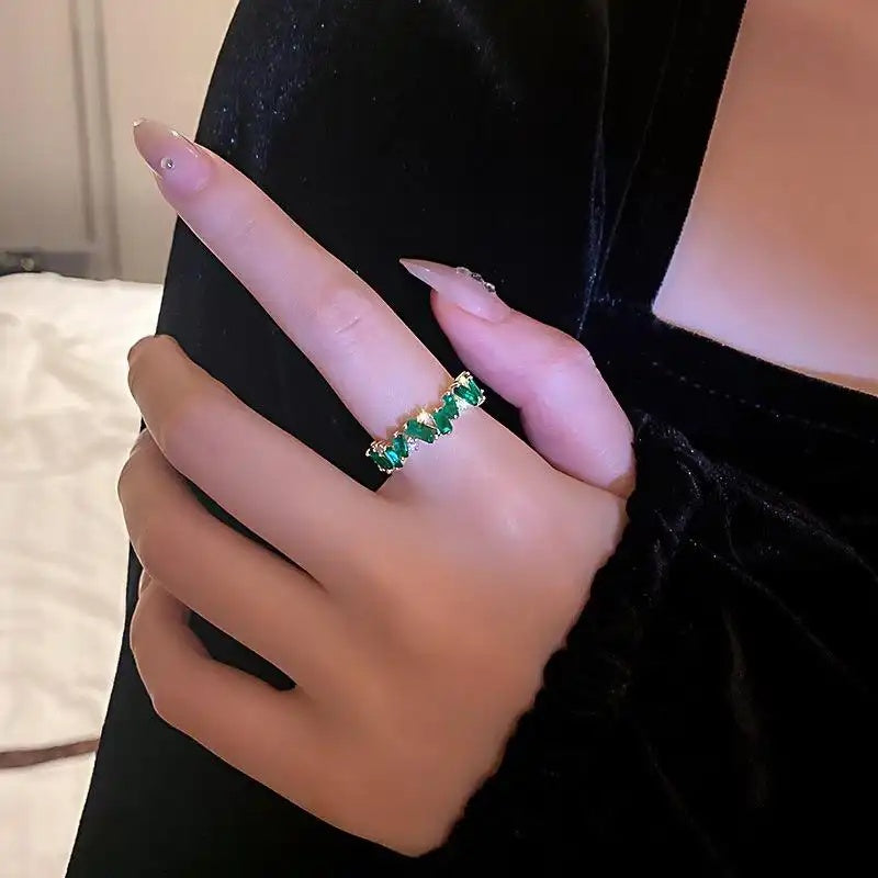 Gold- Crystal Diamond Inlays Ring