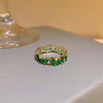 Gold- Crystal Diamond Inlays Ring