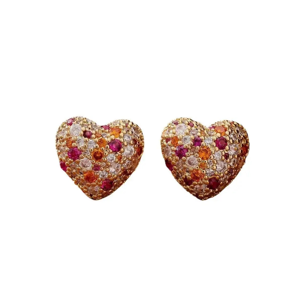 Gold- Crystal Heart Earrings