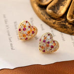 Gold- Crystal Heart Earrings