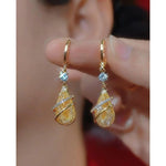 Gold Crystal Teardrop Drop Earrings
