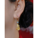 Gold Crystal Teardrop Drop Earrings