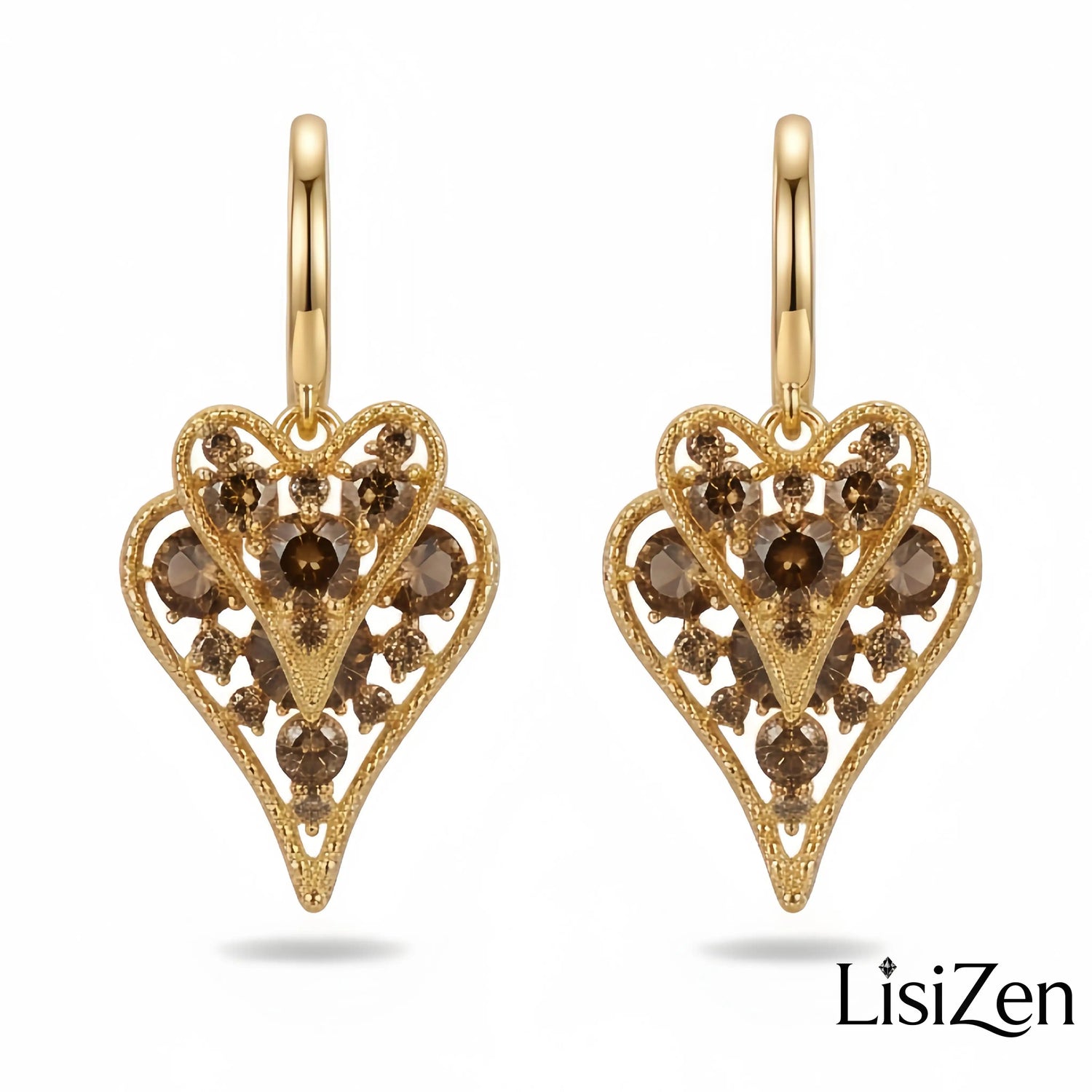 Gold Double-Heart Earrings