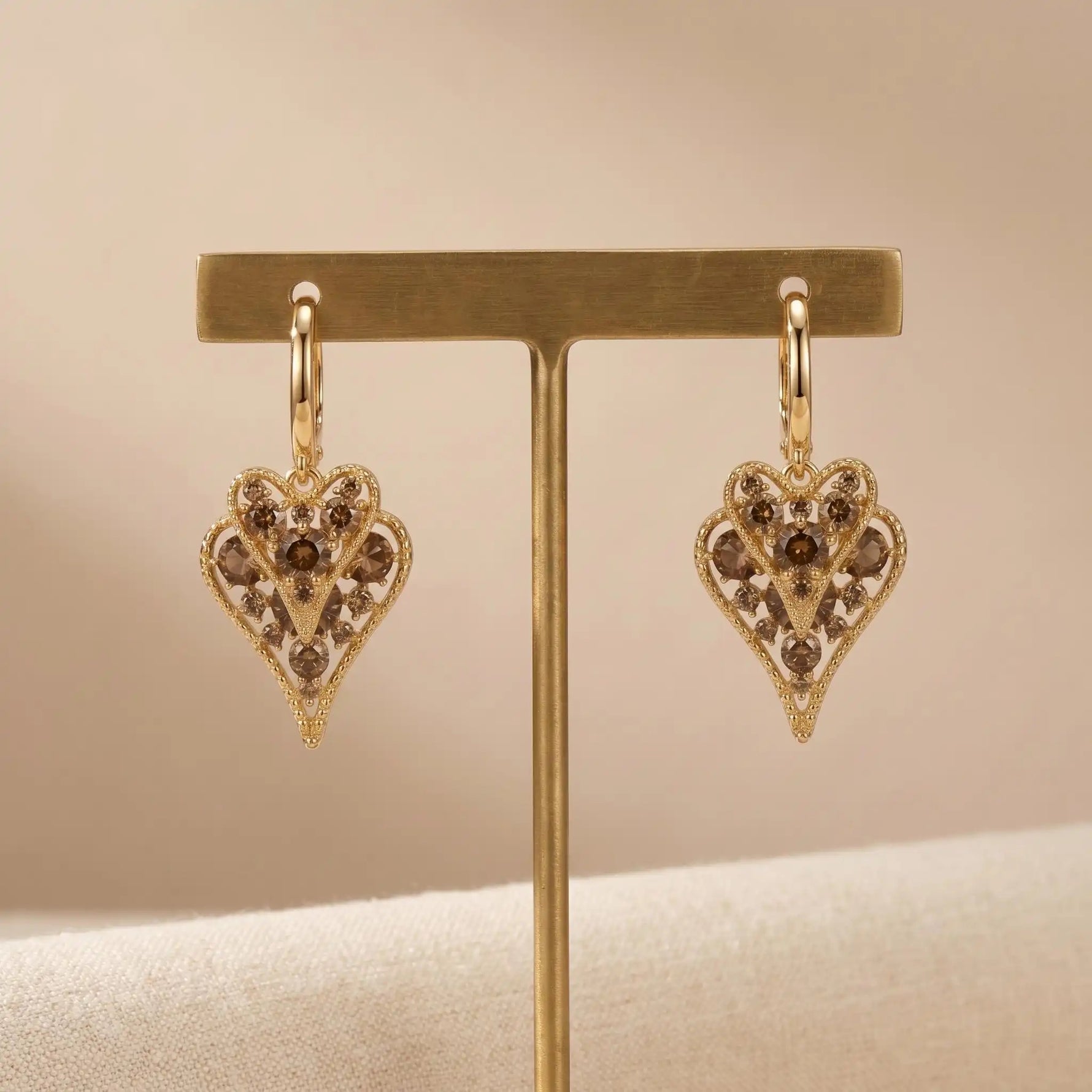 Gold Double-Heart Earrings