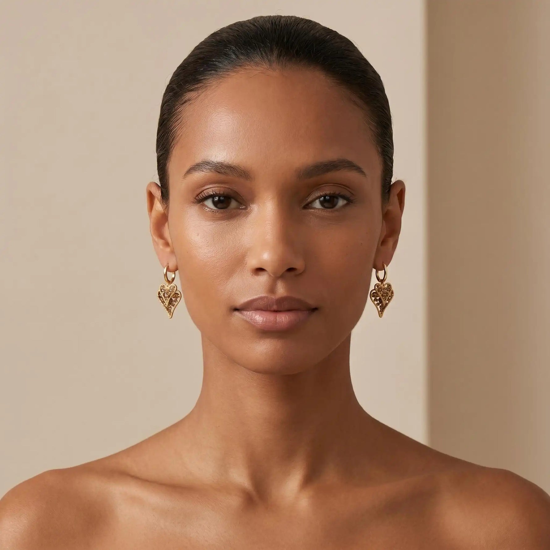 Gold Double-Heart Earrings