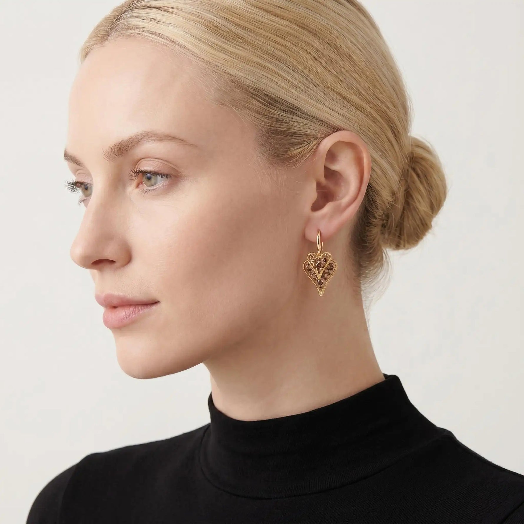 Gold Double-Heart Earrings
